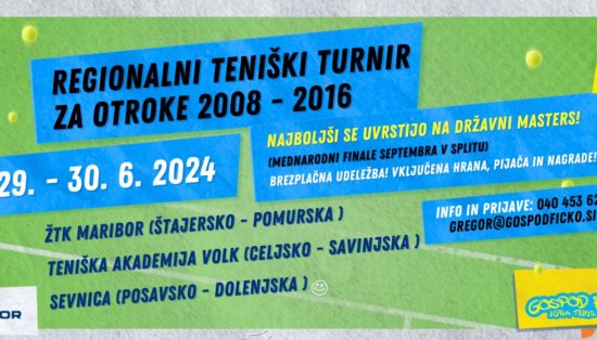 Kolektor cup v tenisu bo potekal kar na treh lokacijah